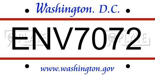 ENV7072 District Of Columbia License Plate
