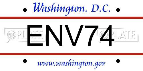 ENV74 District Of Columbia License Plate