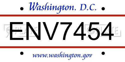 ENV7454 District Of Columbia License Plate