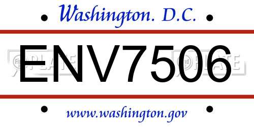 ENV7506 District Of Columbia License Plate