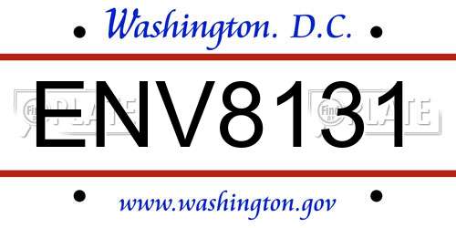 ENV8131 District Of Columbia License Plate
