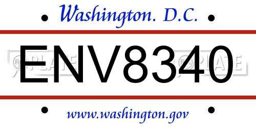 ENV8340 District Of Columbia License Plate
