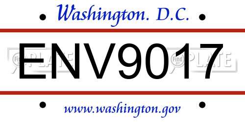 ENV9017 District Of Columbia License Plate