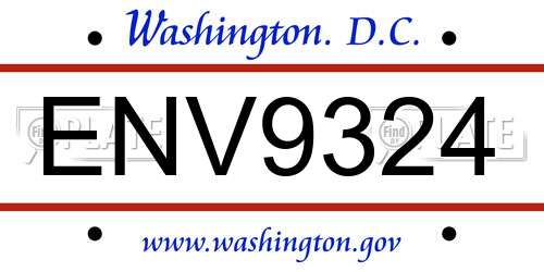 ENV9324 District Of Columbia License Plate