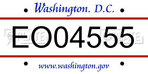 EO04555 District Of Columbia License Plate