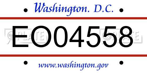 EO04558 District Of Columbia License Plate