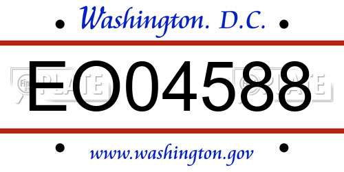 EO04588 District Of Columbia License Plate