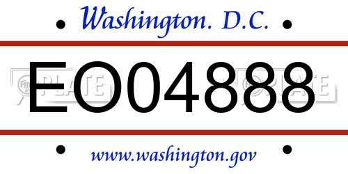 EO04888 District Of Columbia License Plate