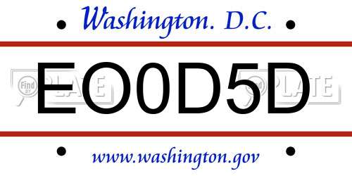 EO0D5D District Of Columbia License Plate