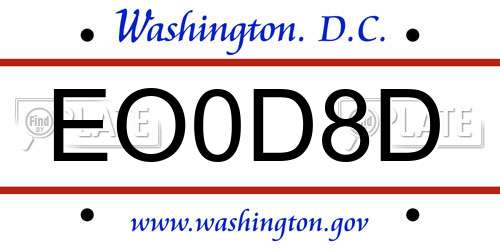 EO0D8D District Of Columbia License Plate