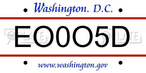 EO0O5D District Of Columbia License Plate
