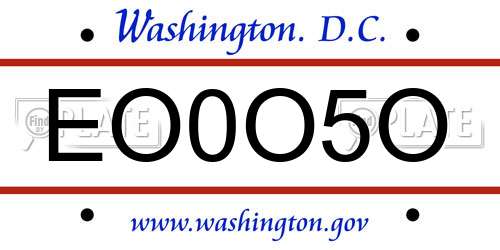 EO0O5O District Of Columbia License Plate
