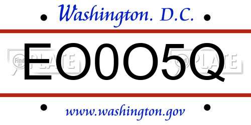 EO0O5Q District Of Columbia License Plate