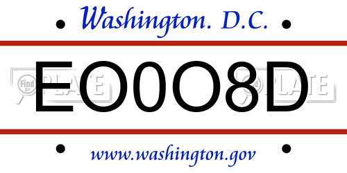 EO0O8D District Of Columbia License Plate