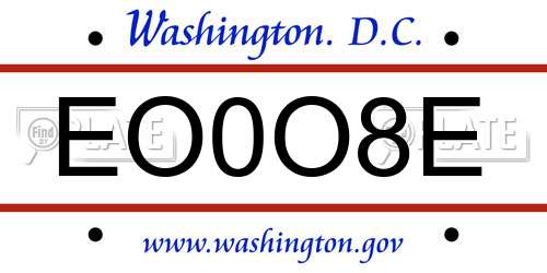 EO0O8E District Of Columbia License Plate
