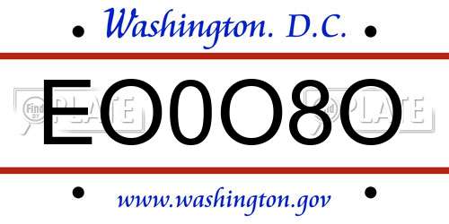 EO0O8O District Of Columbia License Plate