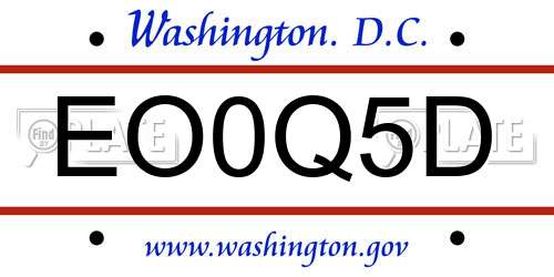 EO0Q5D District Of Columbia License Plate