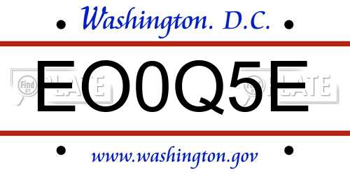 EO0Q5E District Of Columbia License Plate