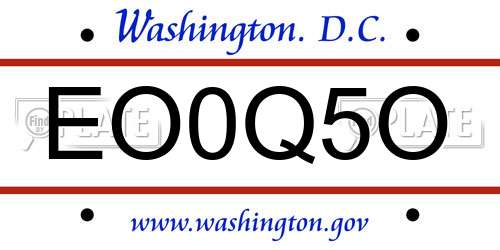 EO0Q5O District Of Columbia License Plate
