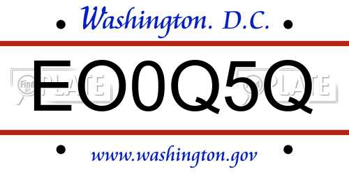 EO0Q5Q District Of Columbia License Plate
