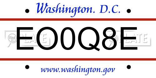 EO0Q8E District Of Columbia License Plate