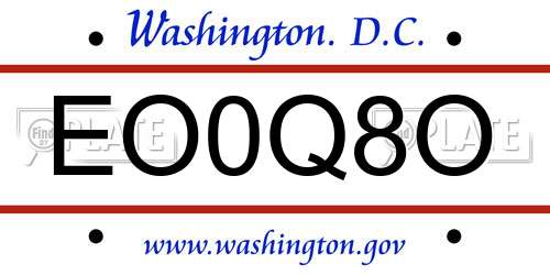 EO0Q8O District Of Columbia License Plate