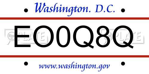 EO0Q8Q District Of Columbia License Plate
