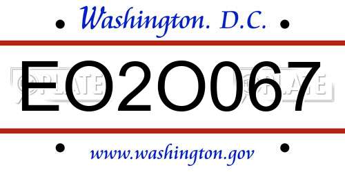 EO2O067 District Of Columbia License Plate
