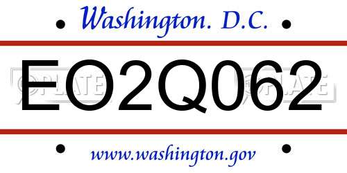 EO2Q062 District Of Columbia License Plate