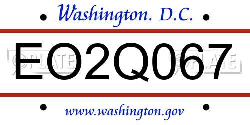 EO2Q067 District Of Columbia License Plate