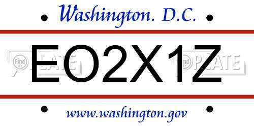 EO2X1Z District Of Columbia License Plate