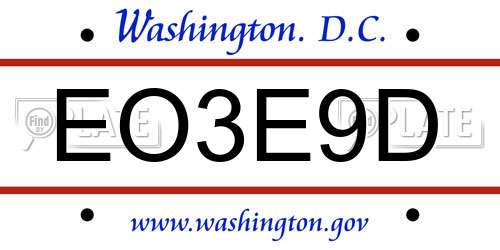 EO3E9D District Of Columbia License Plate