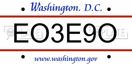 EO3E9O District Of Columbia License Plate
