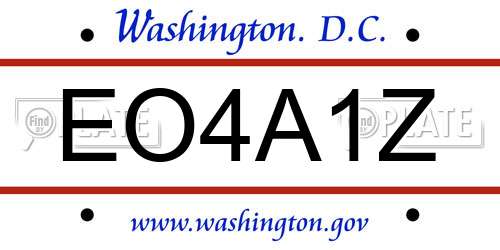EO4A1Z District Of Columbia License Plate