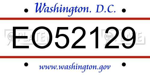 EO52129 District Of Columbia License Plate