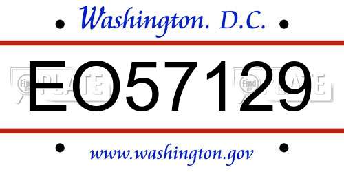 EO57129 District Of Columbia License Plate