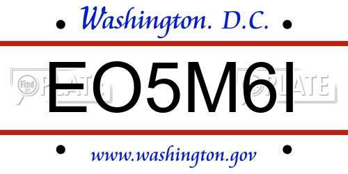 EO5M6I District Of Columbia License Plate
