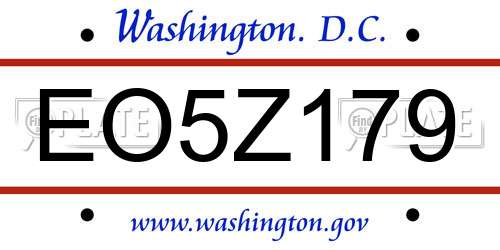 EO5Z179 District Of Columbia License Plate