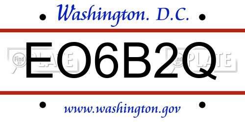 EO6B2Q District Of Columbia License Plate
