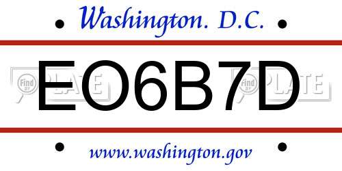 EO6B7D District Of Columbia License Plate