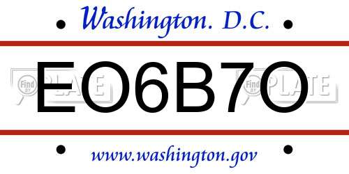 EO6B7O District Of Columbia License Plate