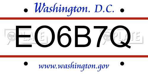 EO6B7Q District Of Columbia License Plate