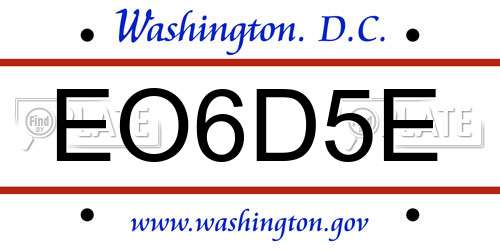 EO6D5E District Of Columbia License Plate