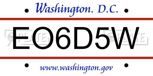EO6D5W District Of Columbia License Plate