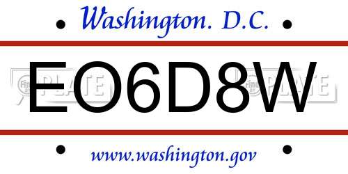 EO6D8W District Of Columbia License Plate