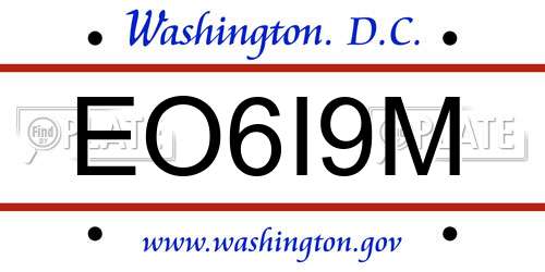 EO6I9M District Of Columbia License Plate