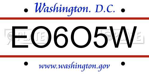 EO6O5W District Of Columbia License Plate