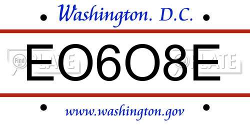 EO6O8E District Of Columbia License Plate