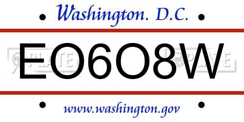 EO6O8W District Of Columbia License Plate