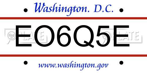 EO6Q5E District Of Columbia License Plate